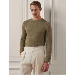 Ralph Lauren Purple Label Textured Crew Sweater 2XL Green Silk Linen NWT $995